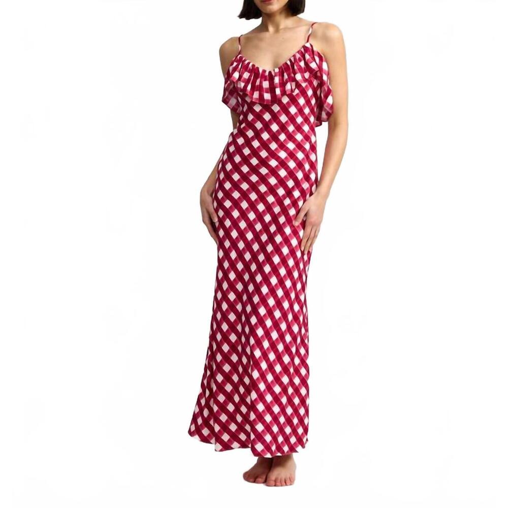NEW ASTON STUDIO sylvie maxi dress in cherry gingham